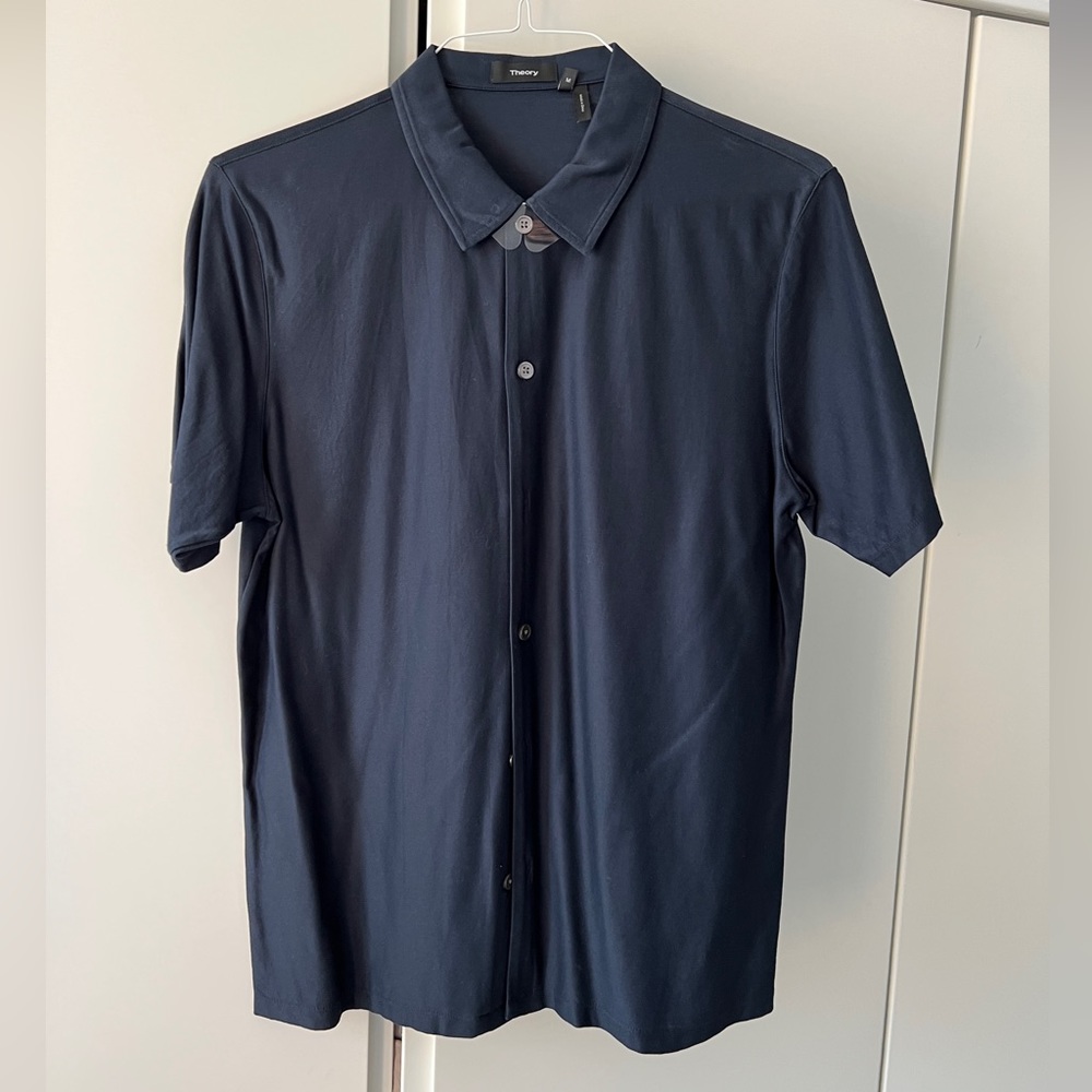 Theory Men's Short Sleeve Button-Up Shirt Navy